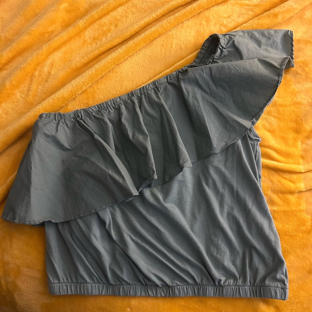 A New Day Gray One-Shoulder Tank Top